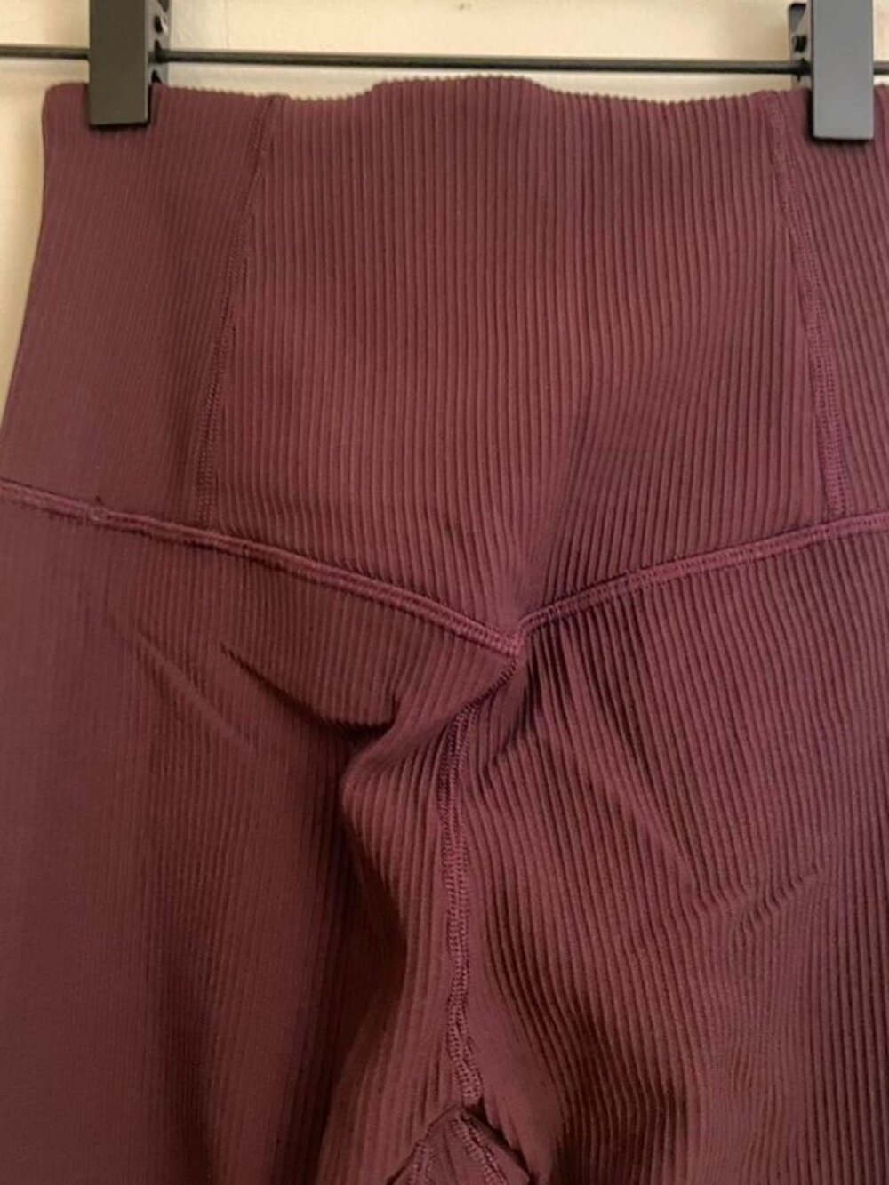 Athleta. Burgundy high-waisted ribbed leggings.